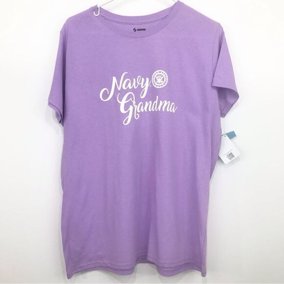 Navy Grandma NEW Lavender White T Shirt - Picture 1 of 10